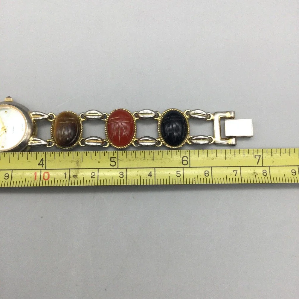Cardini Womens Watch 21mm MOP Dial Multicolor Scarab Bracelet New Battery 6.75